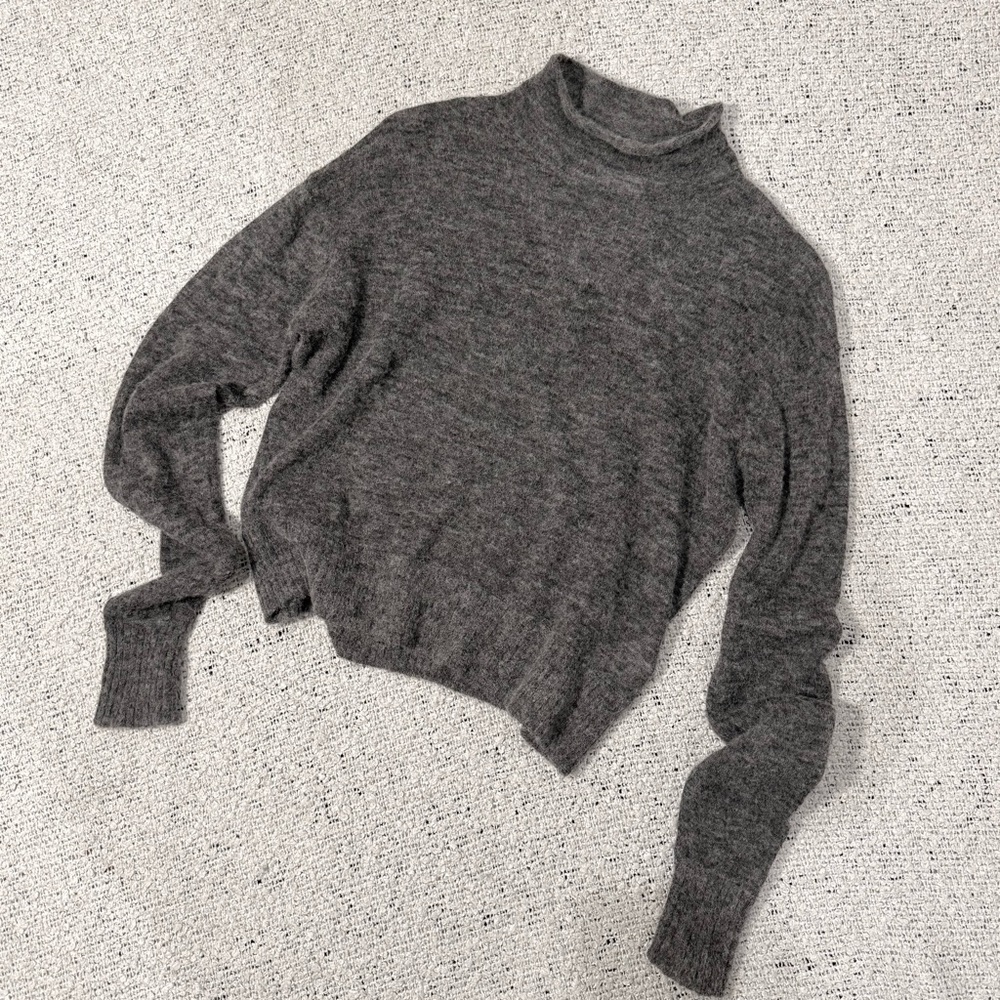 Zara Gray Alpaca Wool Cropped Sweater S